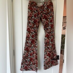 Free People Pull On Corduroy Printed Flares